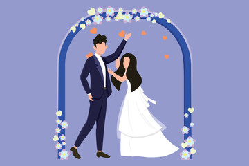 The couple is standing.