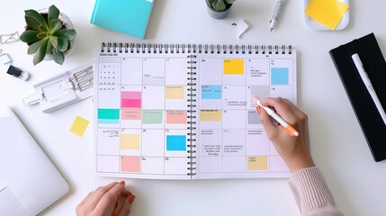 vibrant calendar month with color-coded days and special dates highlighted.