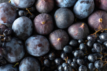Juicy fresh blue fruits.