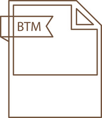 BTM File format icon black outline and light color text