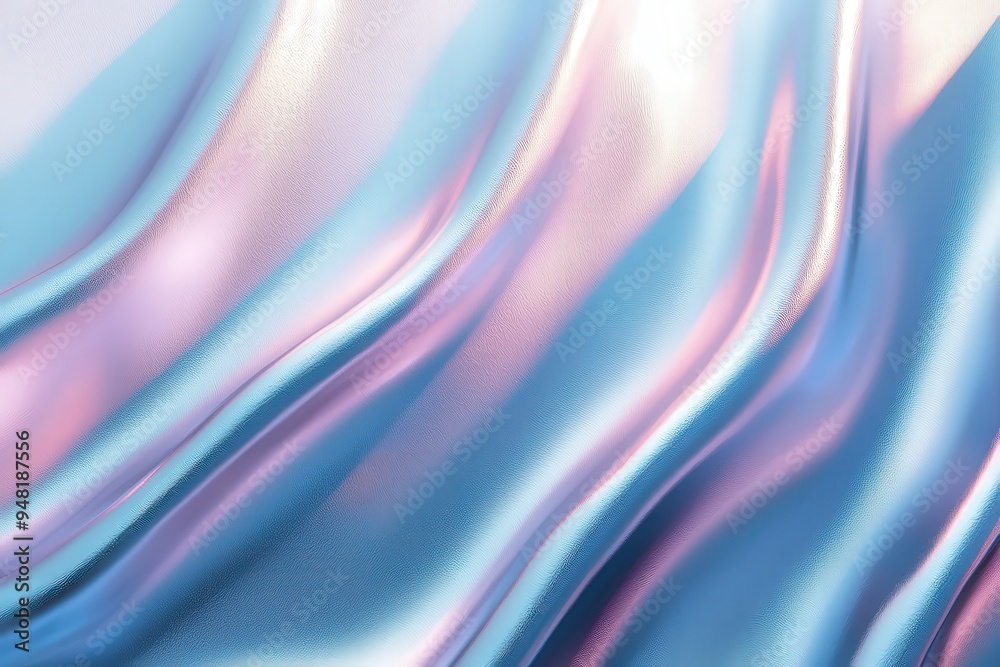 Poster the scene showcases a flowing fabric featuring a harmonious blend of pastel blue and pink tones, ref