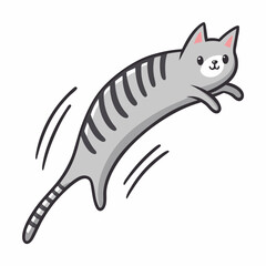 Grey cat jumping stock illustration