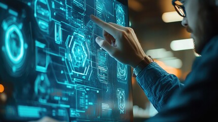 Technology concept on touchscreen computer 