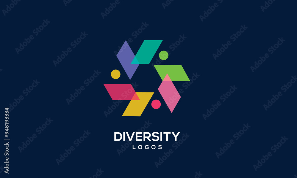 Wall mural diversity people team family colourful logo vector icon symbol