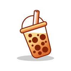 Bubble tea logo vector illustration template with shadow