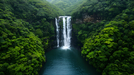 Mountain With Waterfall Front