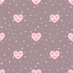 Seamless pattern with pink heart. Heart background for Valentines Day. Childish texture for fabric, textile, apparel, wallpaper. Vector illustration