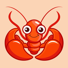 Cute lobster from front view stock illustration