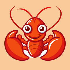 Cute lobster from front view stock illustration