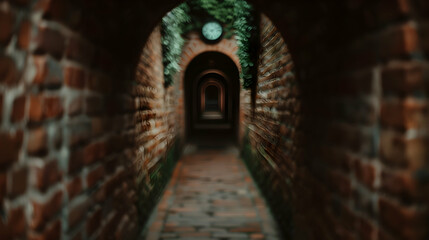 Obraz premium Narrow Alley Way With Clock The Wall