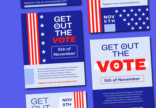 Blue US Election Social Media Set