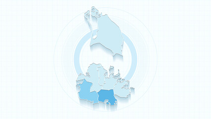 Blue Map of Antigua and Barbuda, Antigua and Barbuda map with borders of the states, country high detailed illustration map.