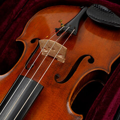 Old Violin in the leather suitcase