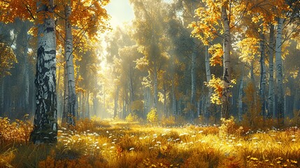 beautiful lush autumn forest 