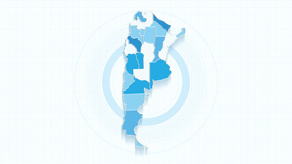 Blue Map of Argentina, Argentina map with borders of the states, country high detailed illustration map.