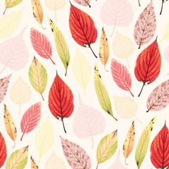 Autumn seamless pattern with falling leaves