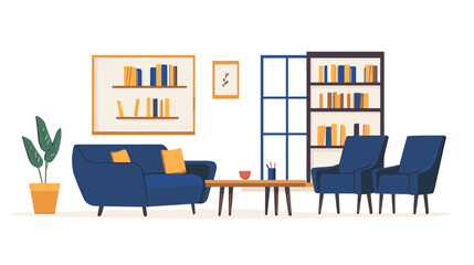 Fototapeta premium vector room with sofa flat style on white background .Generative AI