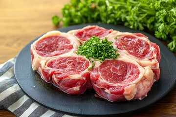 Obraz premium Raw ossobuco beef meat for cooking