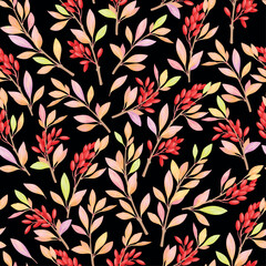 Red barberries vector seamless pattern