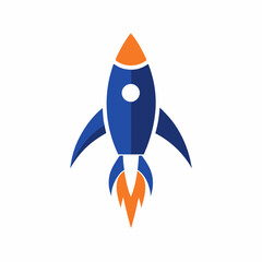 Minimalist Rocket Logo - Vector Illustration on White Background