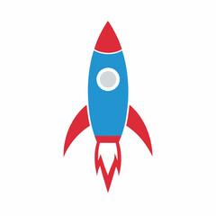 Minimalist Rocket Logo - Vector Illustration on White Background