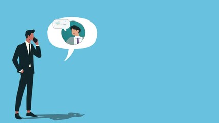 Animation A businessman is calling his business partner in order to strengthen cooperation