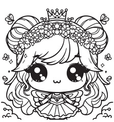 Little princess coloring page design for kid