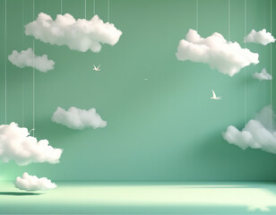 mini podium product display with clouds