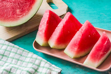 fresh watermelon slices on the table