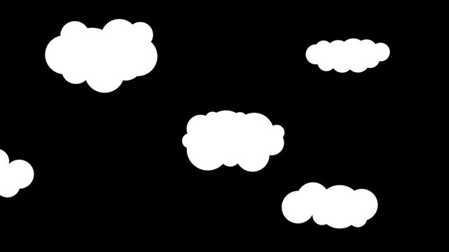 set of black and white clouds
