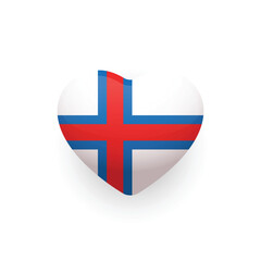 Obraz premium National flag of Faroe Island shaped as heart. Faroe Island flag. Vector Illustration. 