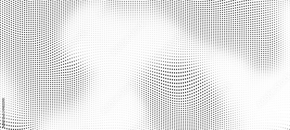 Poster Abstract digital wave of particles. Futuristic point wave. Technology background