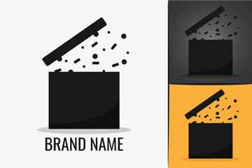 Gift box logo. Birthday surprise box logotype. Christmas Gift Logo.  Black Friday shopping box