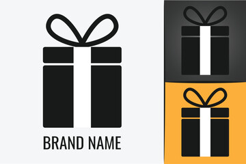 Gift box logo. Birthday surprise box logotype. Christmas Gift Logo.  Black Friday shopping box