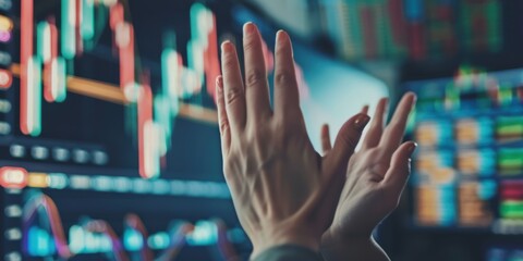 Celebration of financial success with high fives, excitement for investment profits, and enthusiasm for growth in crypto and forex trading