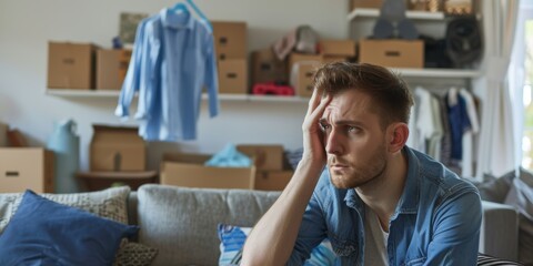 Couple experiencing frustration while moving, facing conflicts and challenges related to property investment and mortgage issues