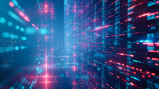 Conceptual image of large database arrays. Centralized database management technology. Conceptual background of digital technologies.