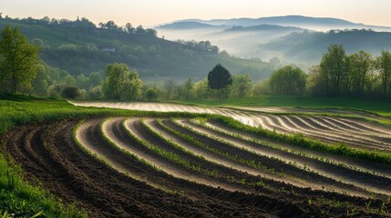 Agriculture with an eco-friendly approach. Illustrations generated by stock