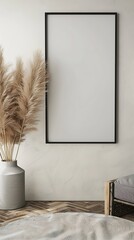 Minimalist Interior Design with a Blank Canvas and Pampas Grass