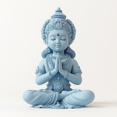Tranquil 3D Render of Baby Krishna Meditating on Hindu Philosophy against White Background