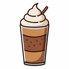 Chocolate Milkshake Vector Illustration on White Background
