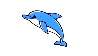 Fototapeta premium Dolphin icon drawing isolated on a white background