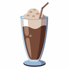 Chocolate Milkshake Vector Illustration on White Background