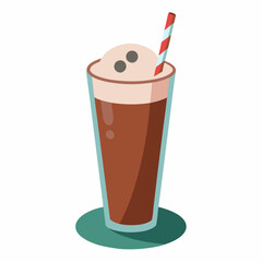 Chocolate Milkshake Vector Illustration on White Background