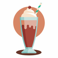 Chocolate Milkshake Vector Illustration on White Background