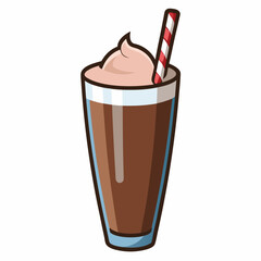 Chocolate Milkshake Vector Illustration on White Background