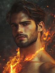 portrait of a man on fire - generative ai