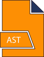 AST File format icon in 2 colors and side contour