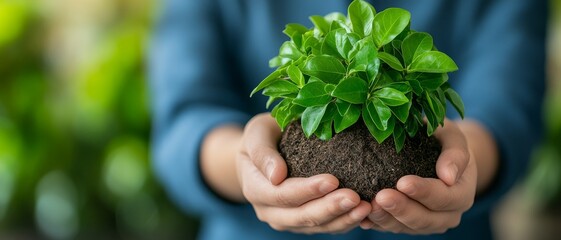 protecting our planet hands holding a green plant representing sustainable growth and environmental responsibility.