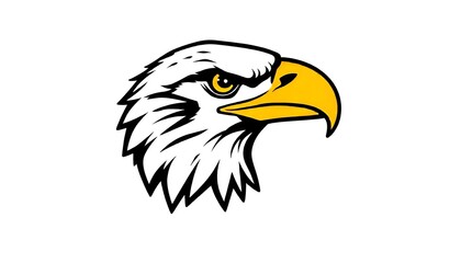 Fototapeta premium Eagle face icon drawing isolated on a white background